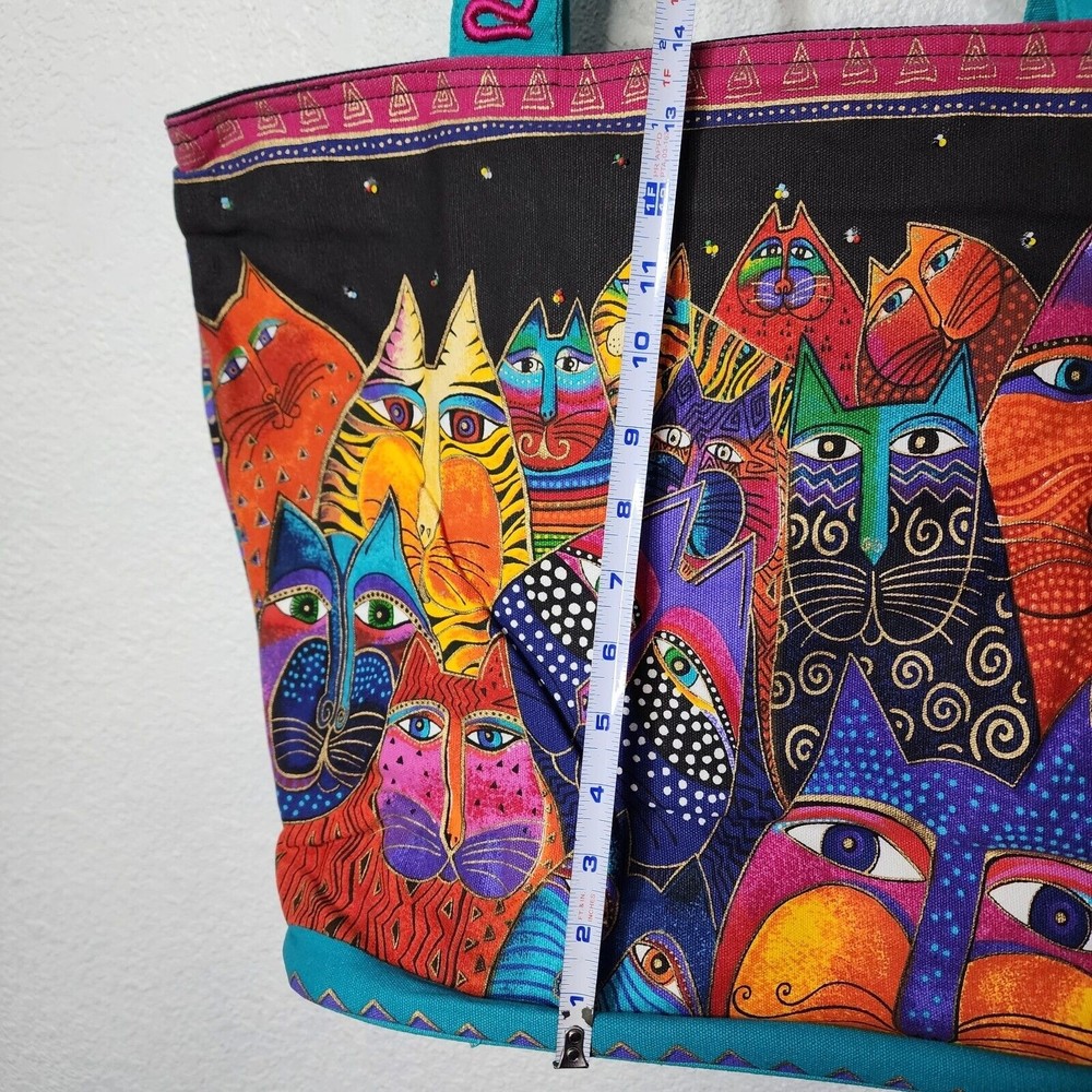 Laurel Burch Bag Cat Fantasticats Large Beach Travel Tote Big Colorful - Picture 10 of 10